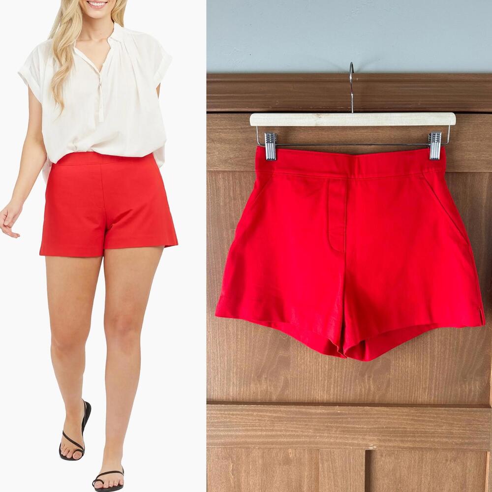 SPANX Polished Stretch Cotton Shorts Pull On True Red Women’s size XS 20368R